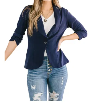 Acting Like A Lady Blazer In Navy / Blue
