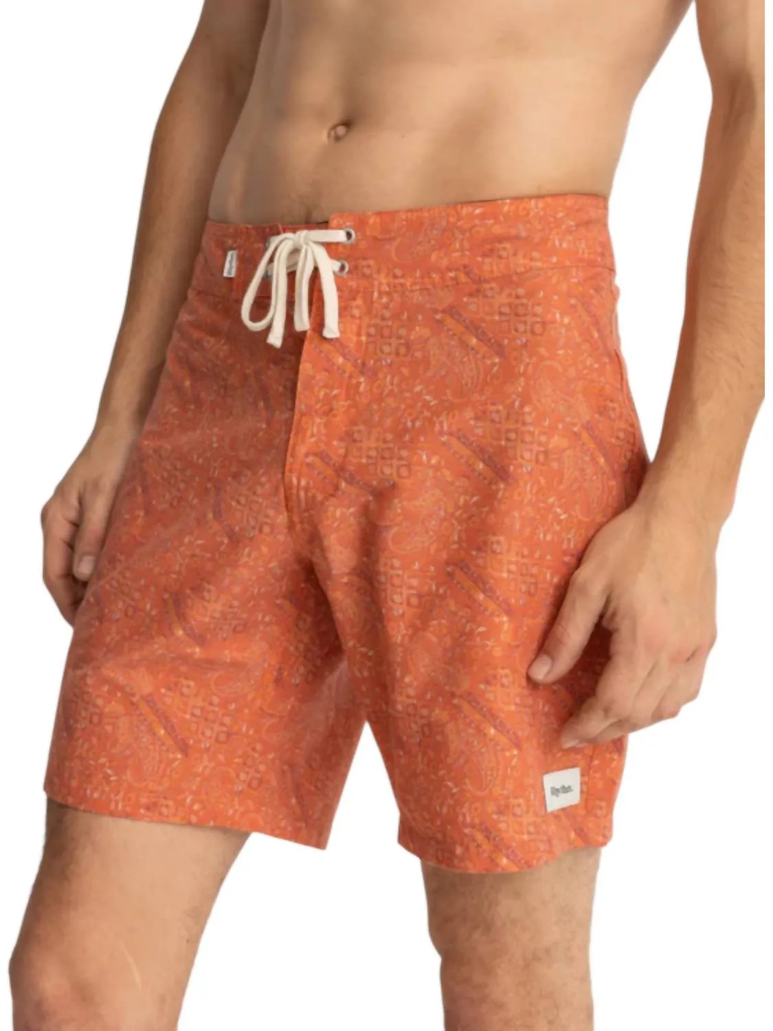 Aida Paisley Trunk Shorts In Persimmon