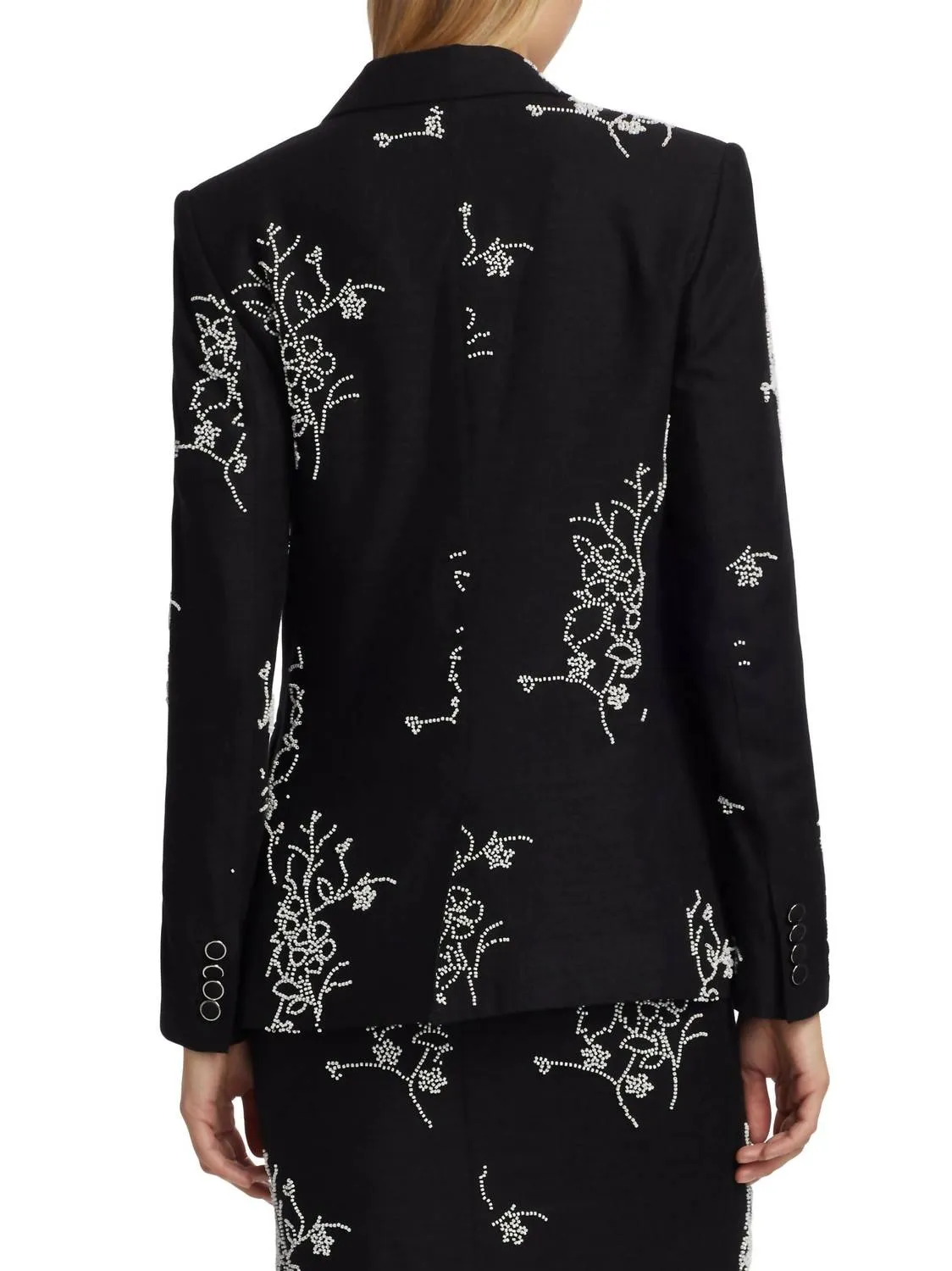 Alexa Beaded Embroidery Blazer In Black