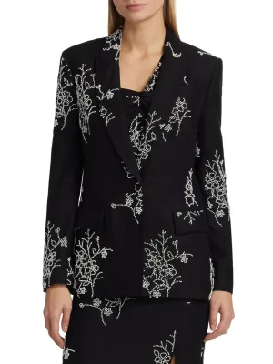 Alexa Beaded Embroidery Blazer In Black