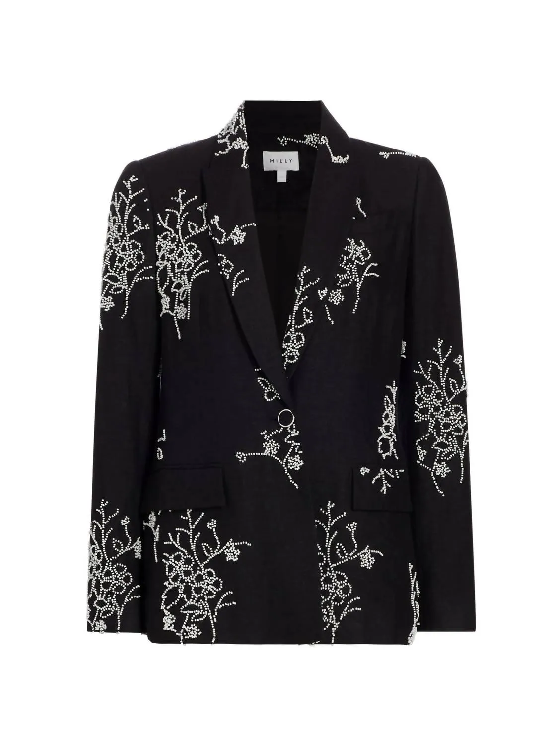 Alexa Beaded Embroidery Blazer In Black