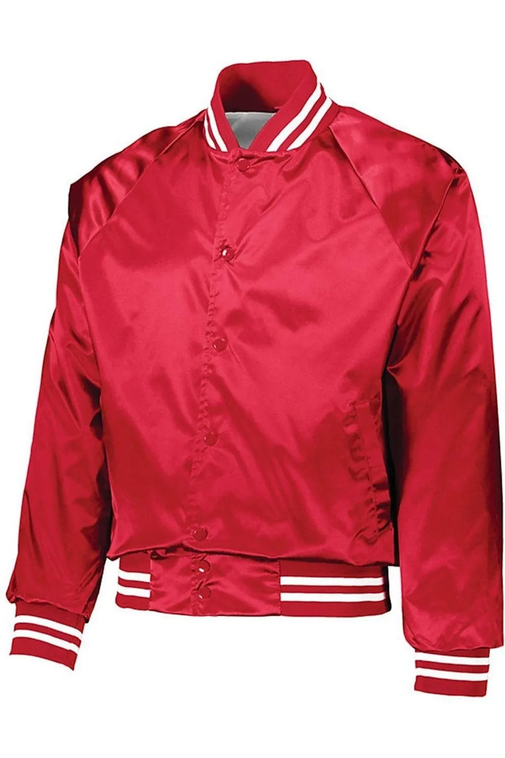 Augusta Sportswear Satin Baseball Jacket Striped Trim
