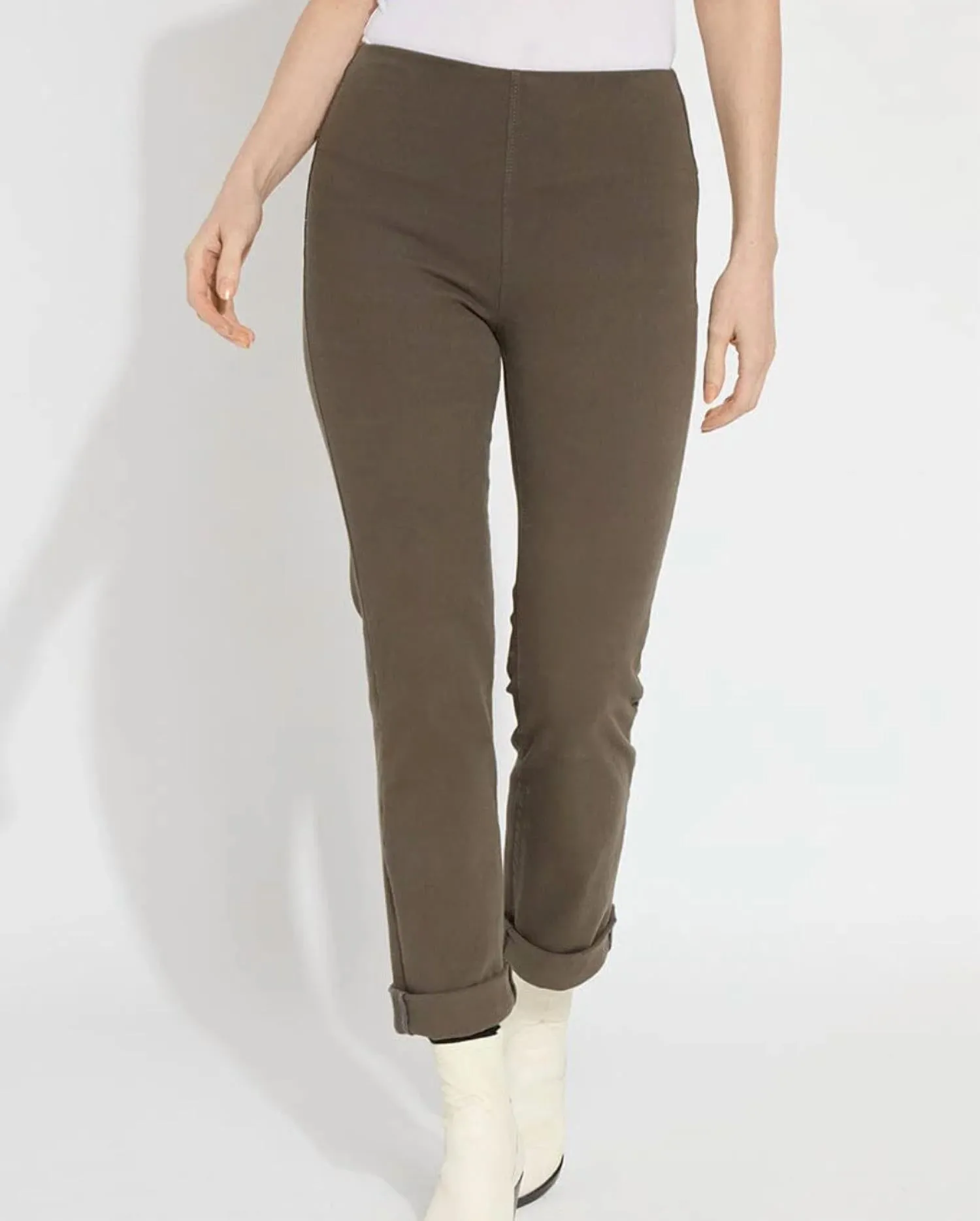 Boyfriend Denim Leggings In Pewter Green