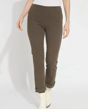 Boyfriend Denim Leggings In Pewter Green