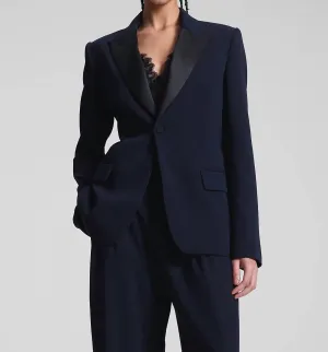 Brandon Tailored Tux Jacket In Evening Blue/black