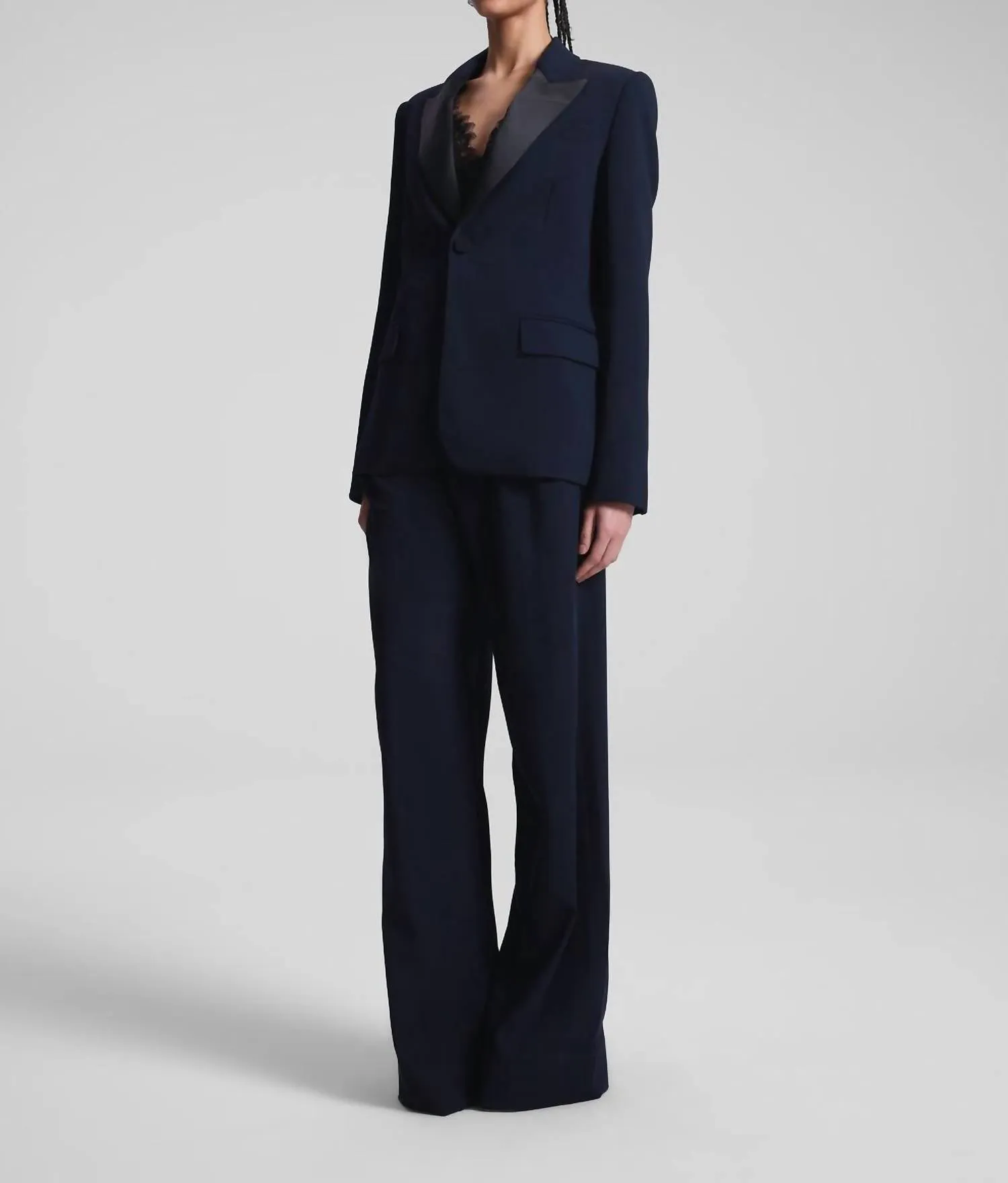 Brandon Tailored Tux Jacket In Evening Blue/black