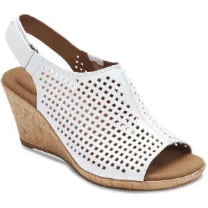 Briah Womens Leather Perforated Wedge Sandals