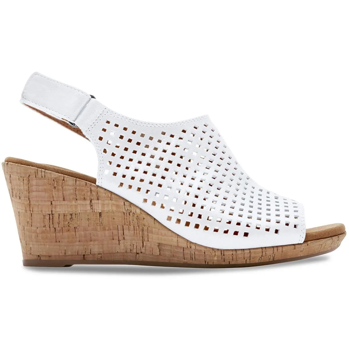 Briah Womens Leather Perforated Wedge Sandals