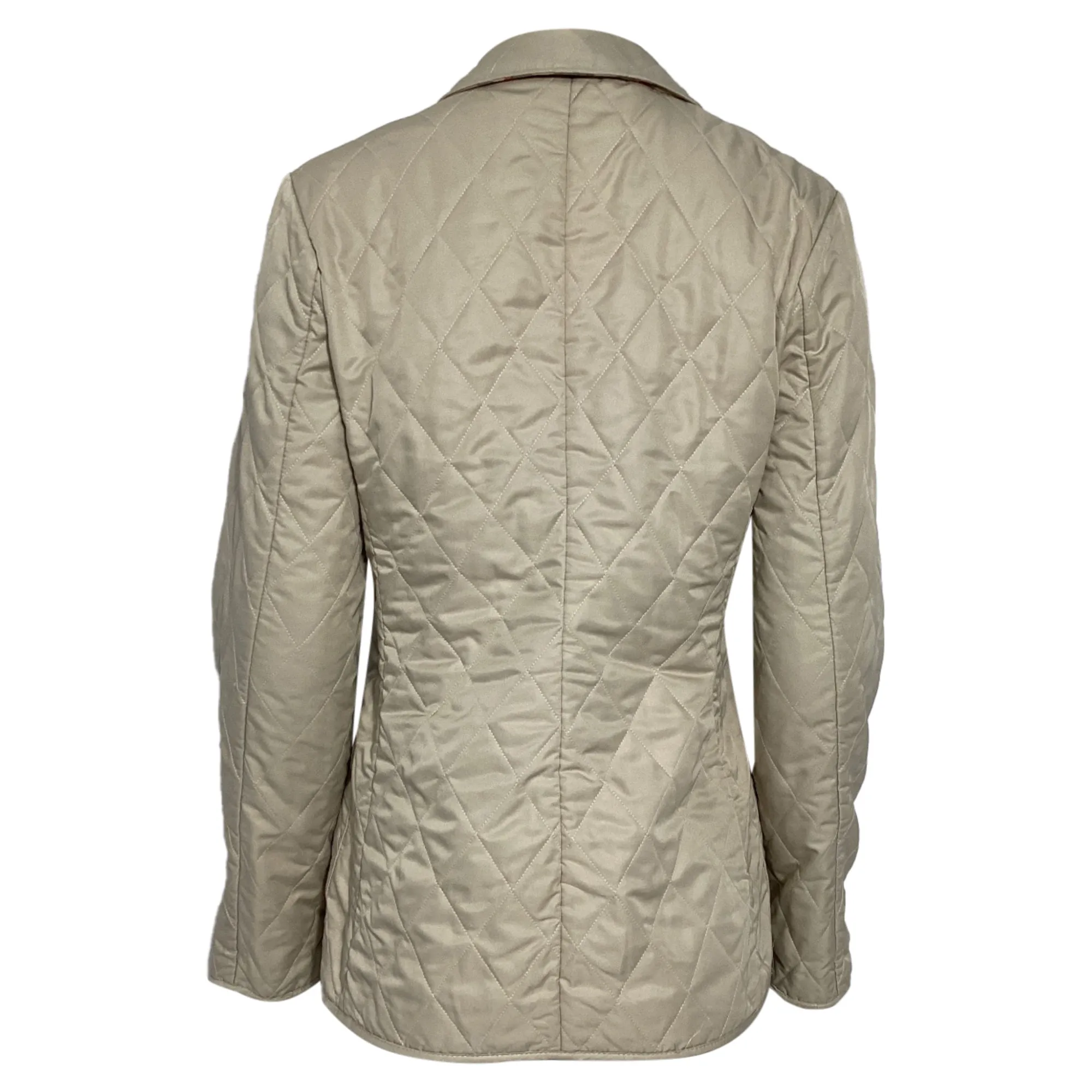 Burberry London Quilted Buttoned Down Jacket in Beige Polyester