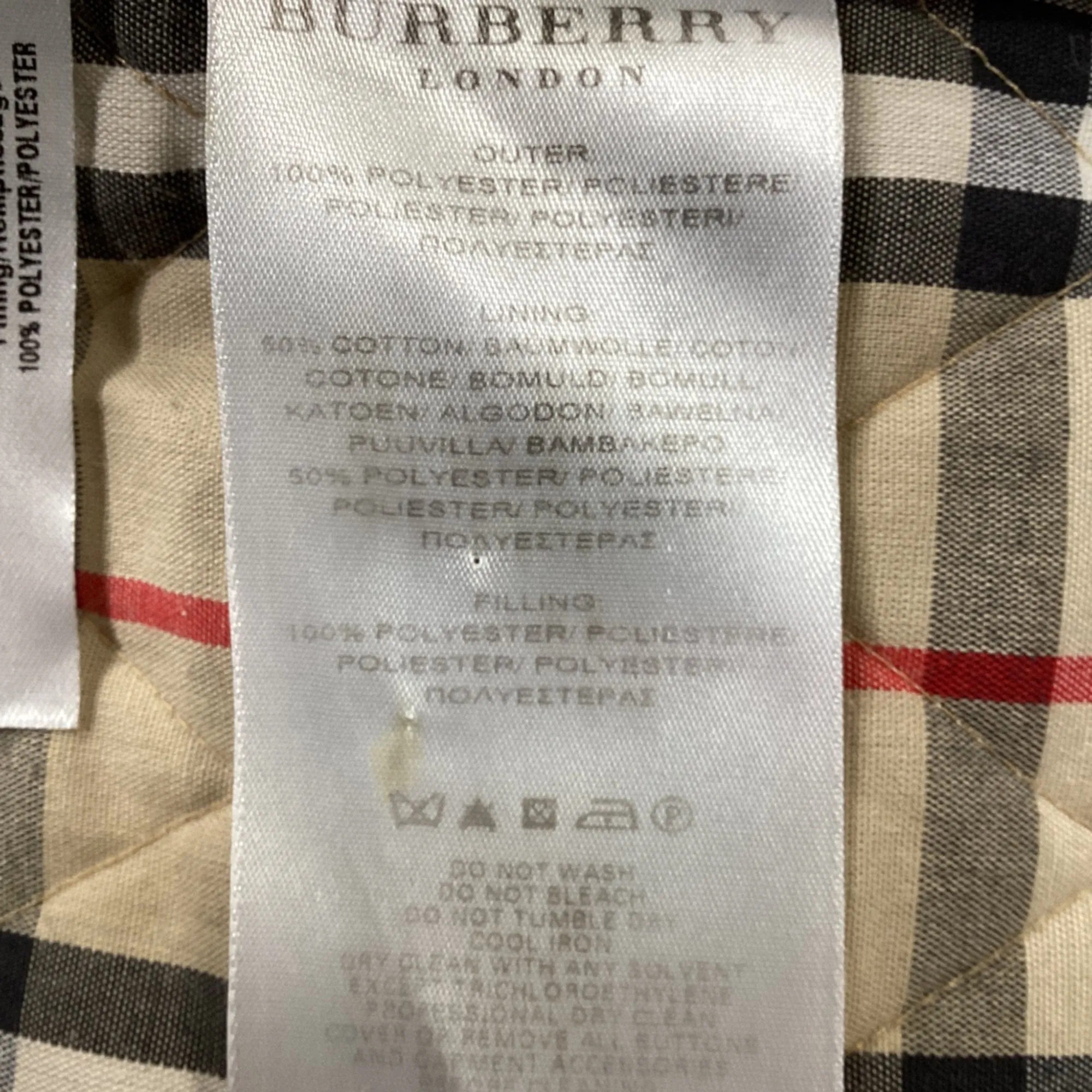 Burberry London Quilted Buttoned Down Jacket in Beige Polyester
