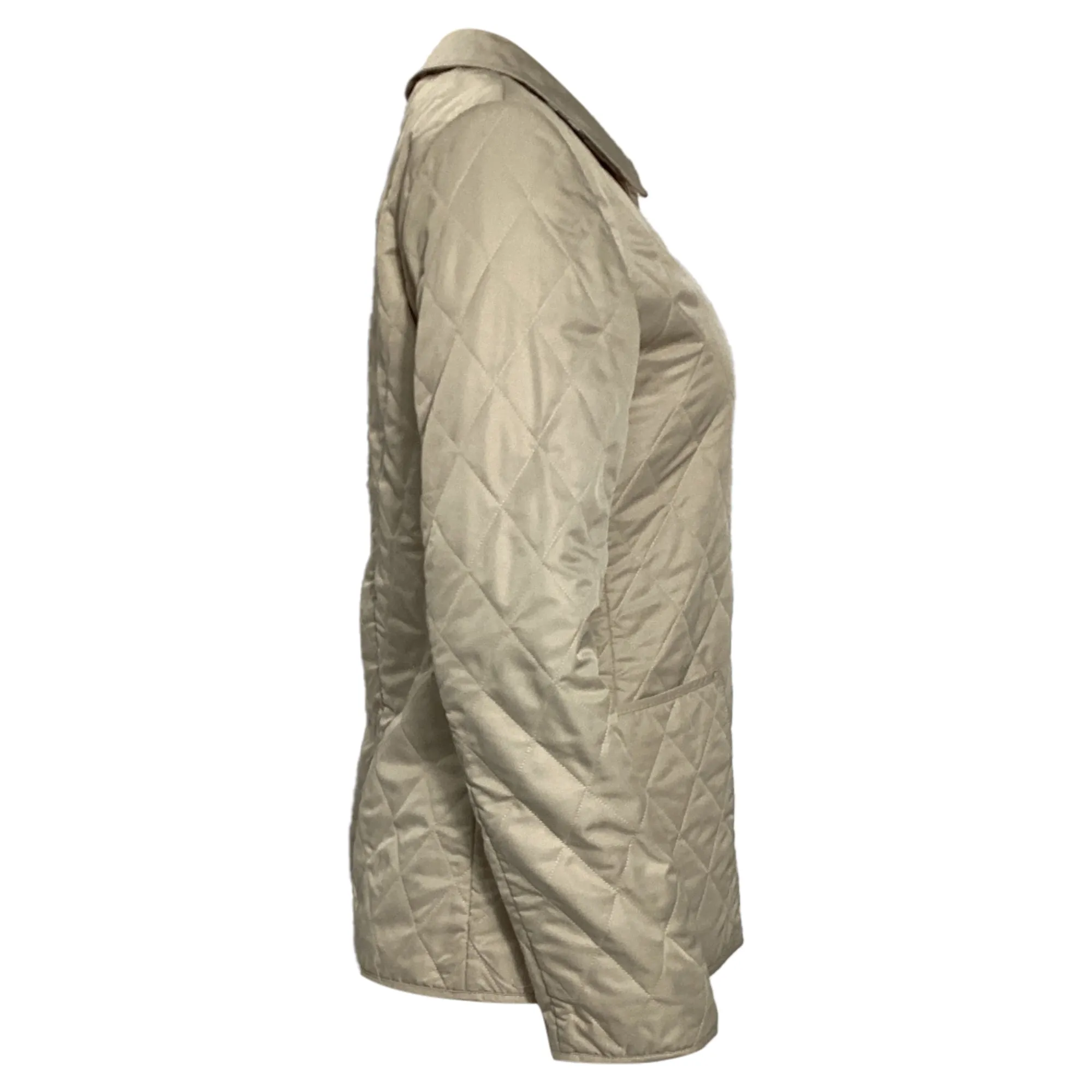 Burberry London Quilted Buttoned Down Jacket in Beige Polyester