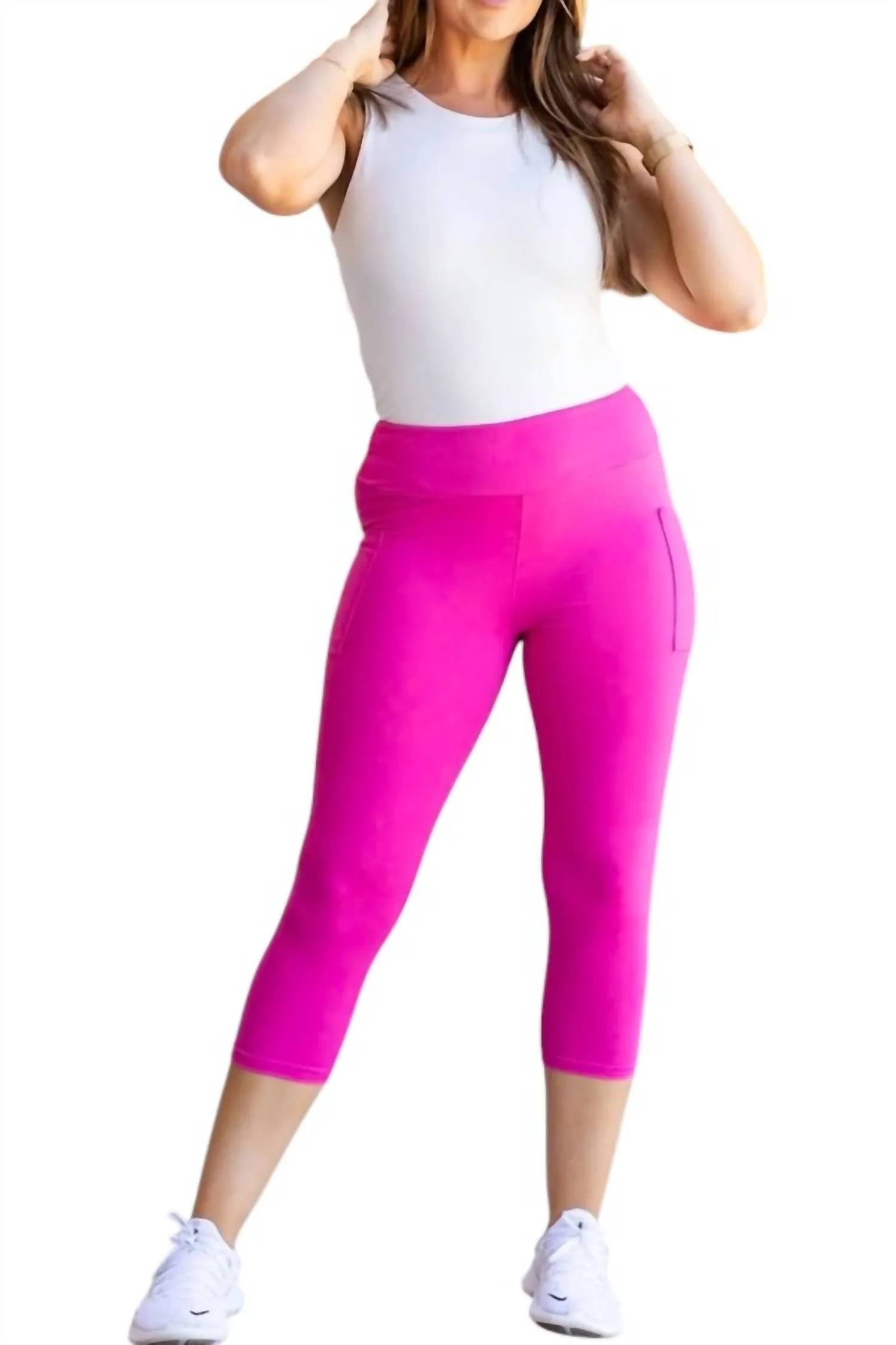 Capri Collection Luxe Leggings In Hot Pink
