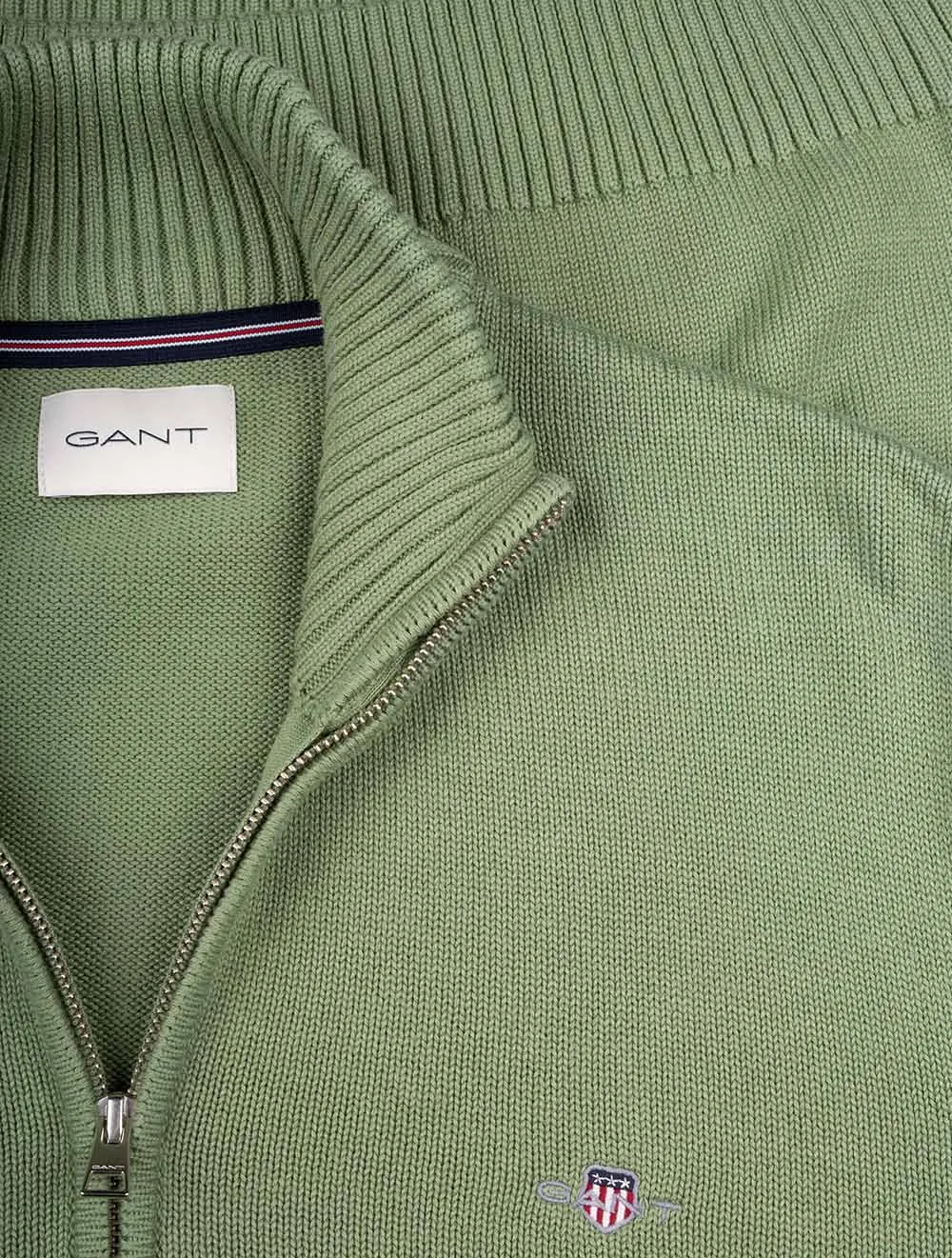 Casual Cotton Half Zip Kalamata Green