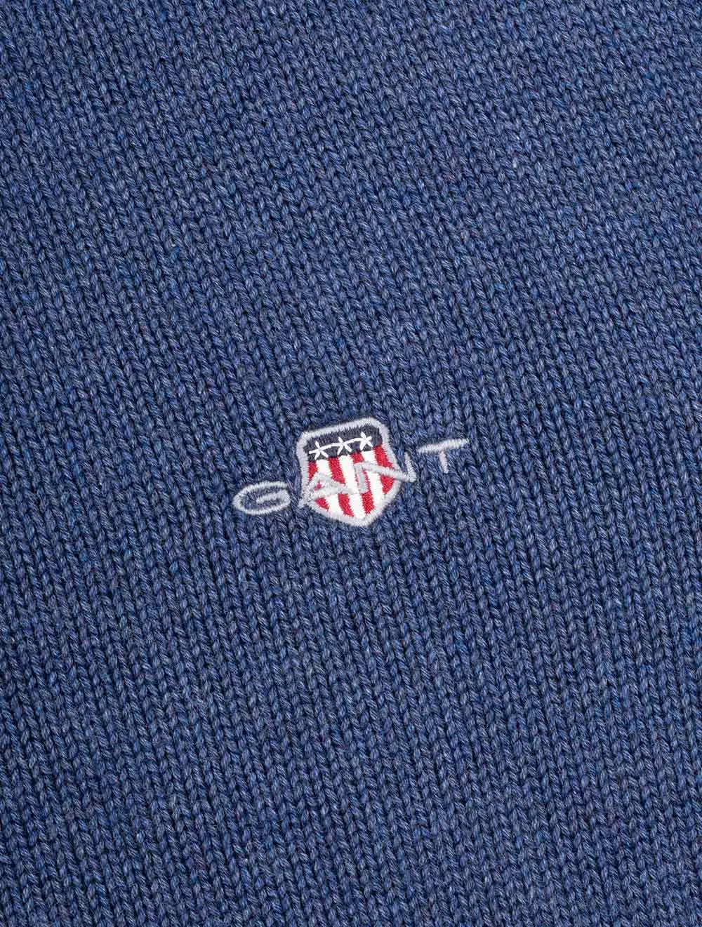Casual Cotton Half Zip Marine Melange