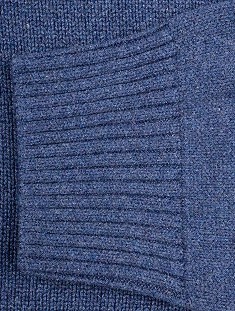 Casual Cotton Half Zip Marine Melange