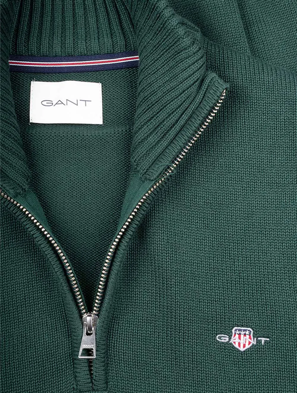 Casual Cotton Half Zip Tartan Green
