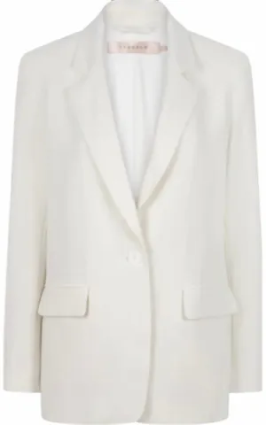 Classic Button Open Blazer In Off White