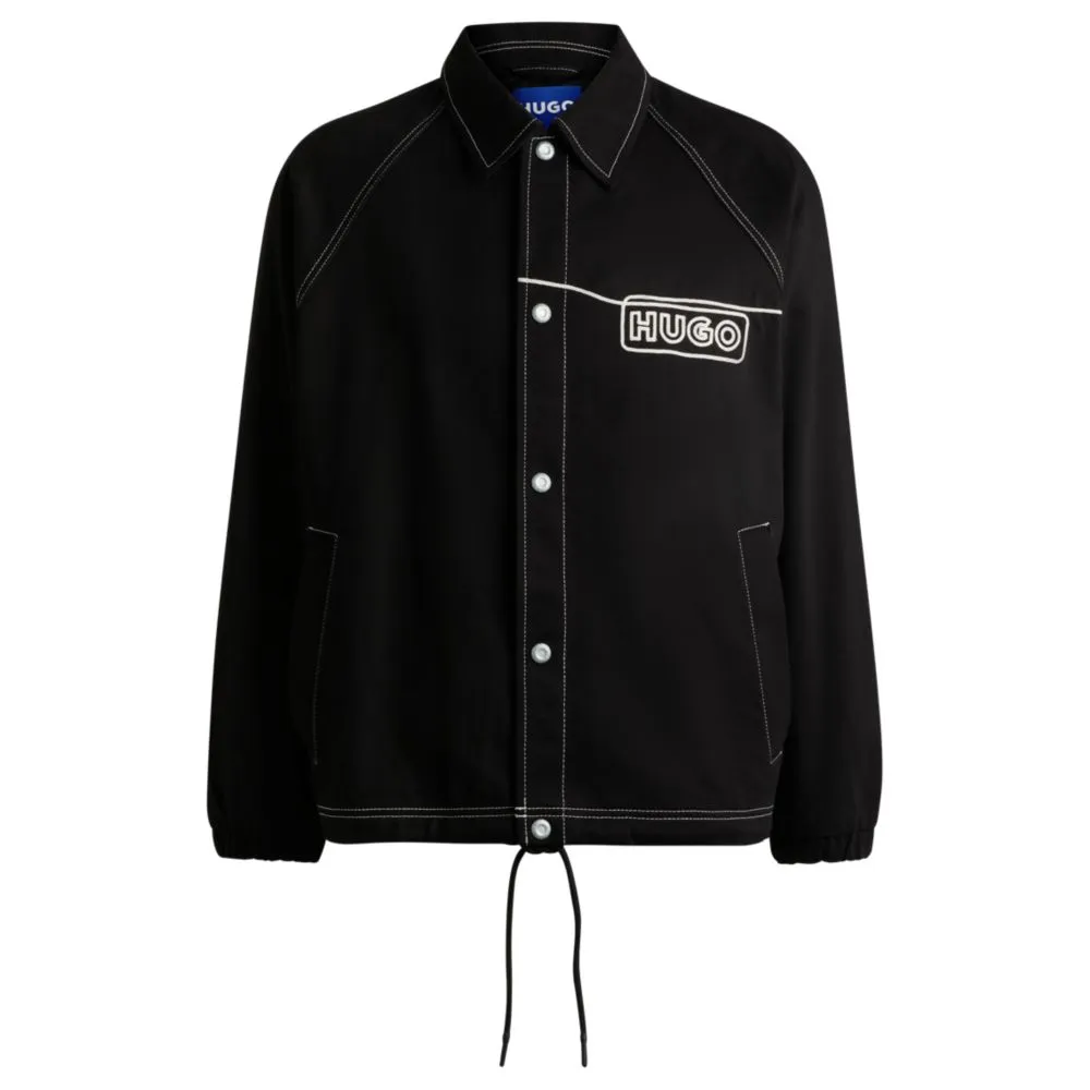 Cotton-twill jacket with chain-stitch logo