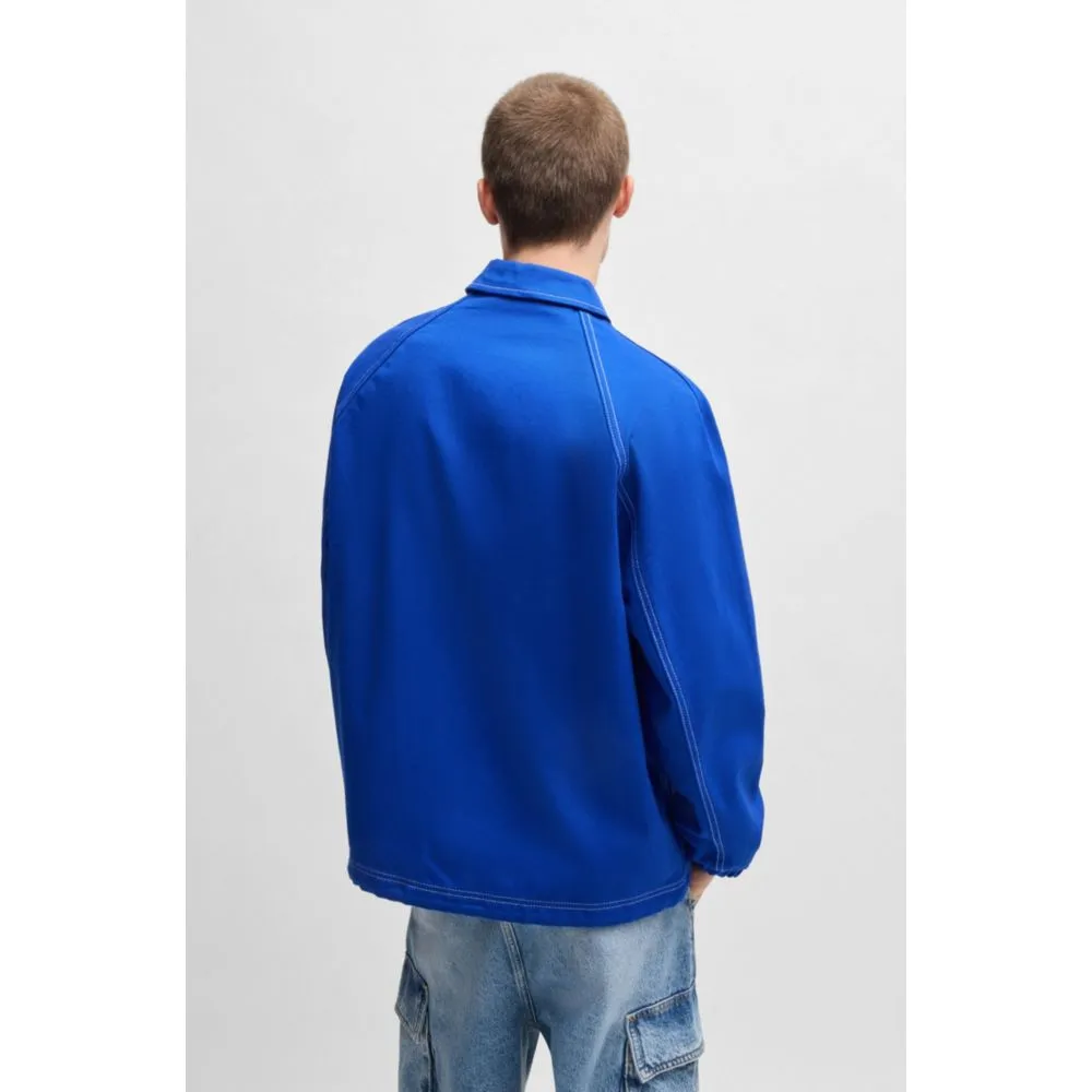 Cotton-twill jacket with chain-stitch logo
