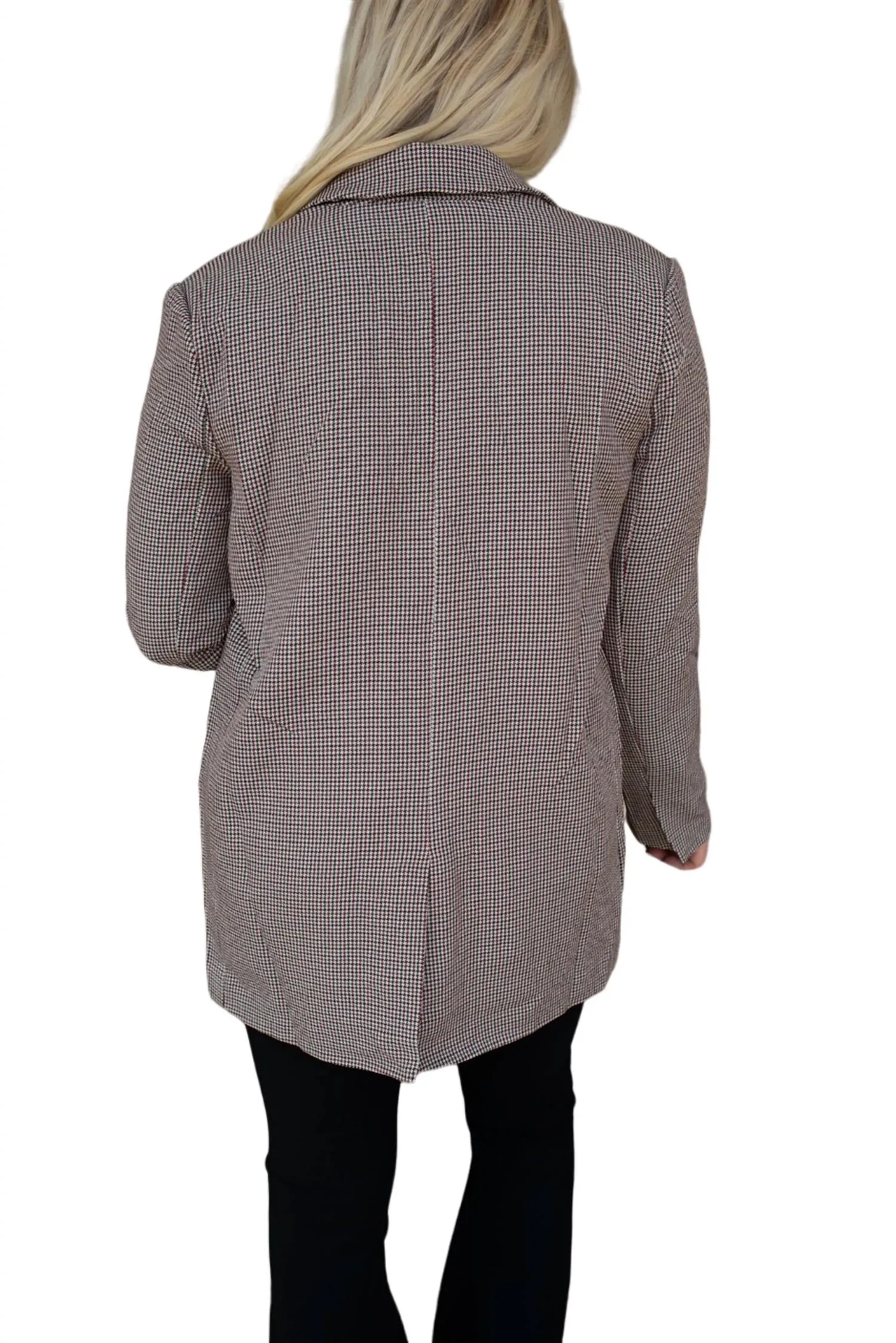 Cozy Plaid Blazer In Beige/black