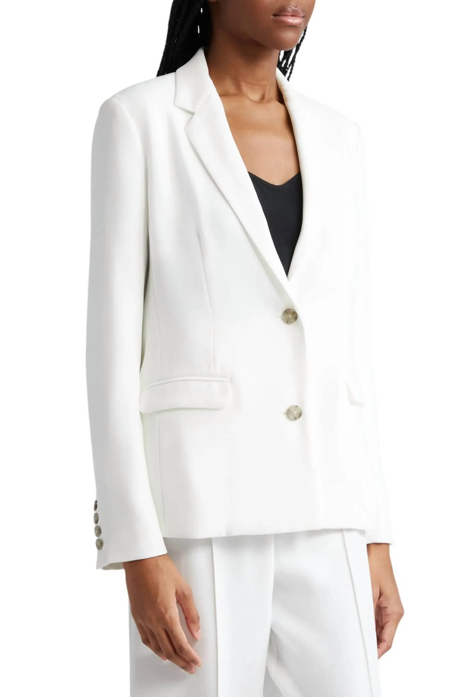 Crepe Twill Soft Blazer In Chalk