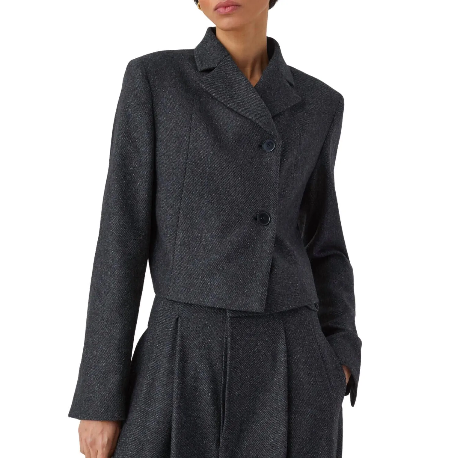 Cropped Blazer In Charcoal
