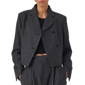 Cropped Blazer In Charcoal