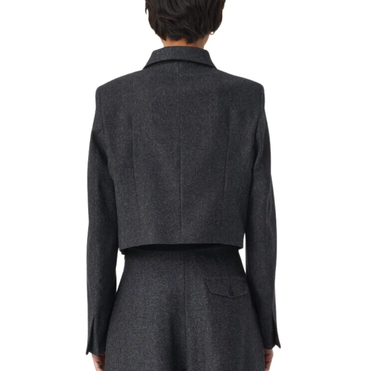 Cropped Blazer In Charcoal