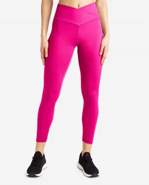 Crossover Waist 7/8 Leggings In Luminous Pink