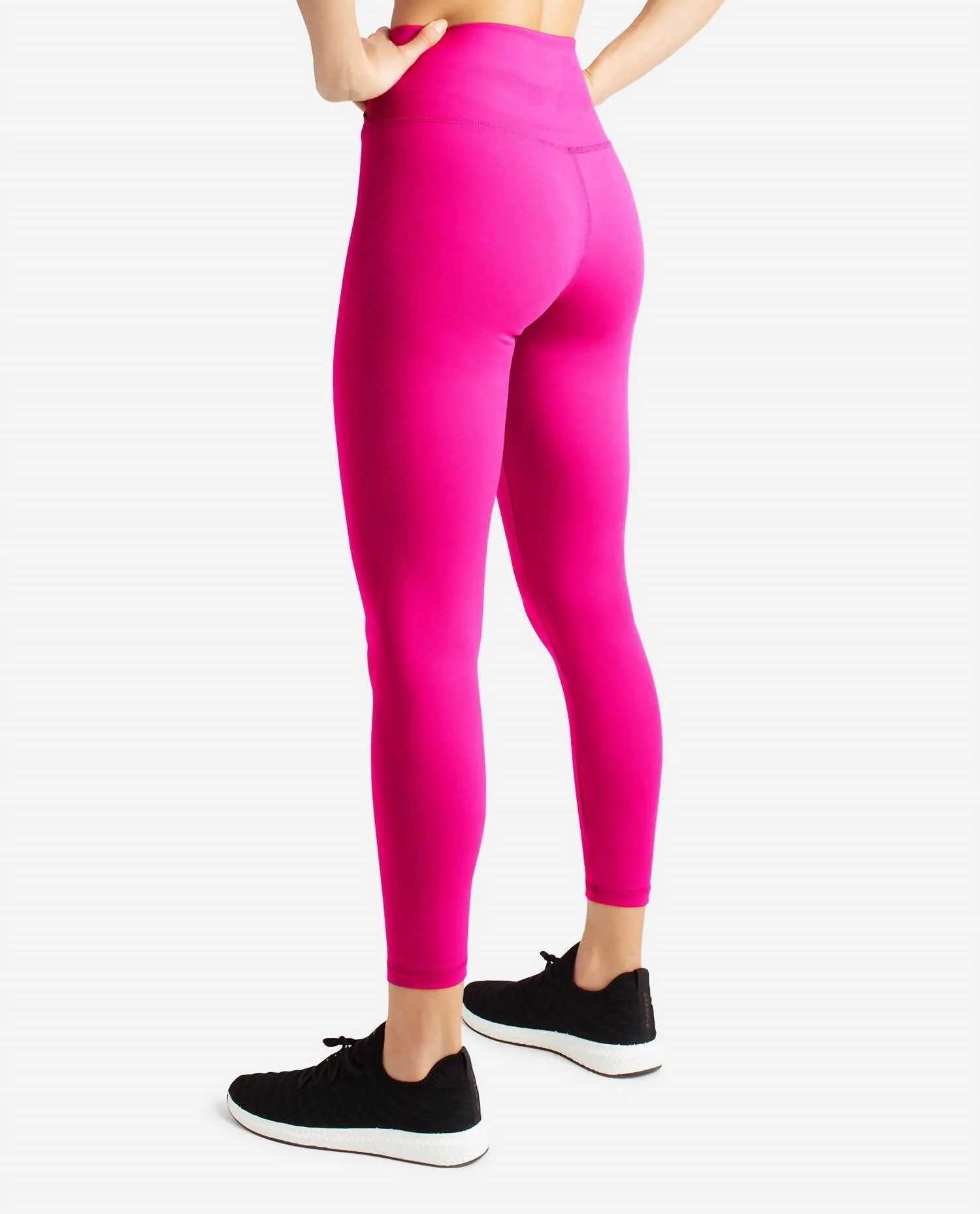 Crossover Waist 7/8 Leggings In Luminous Pink