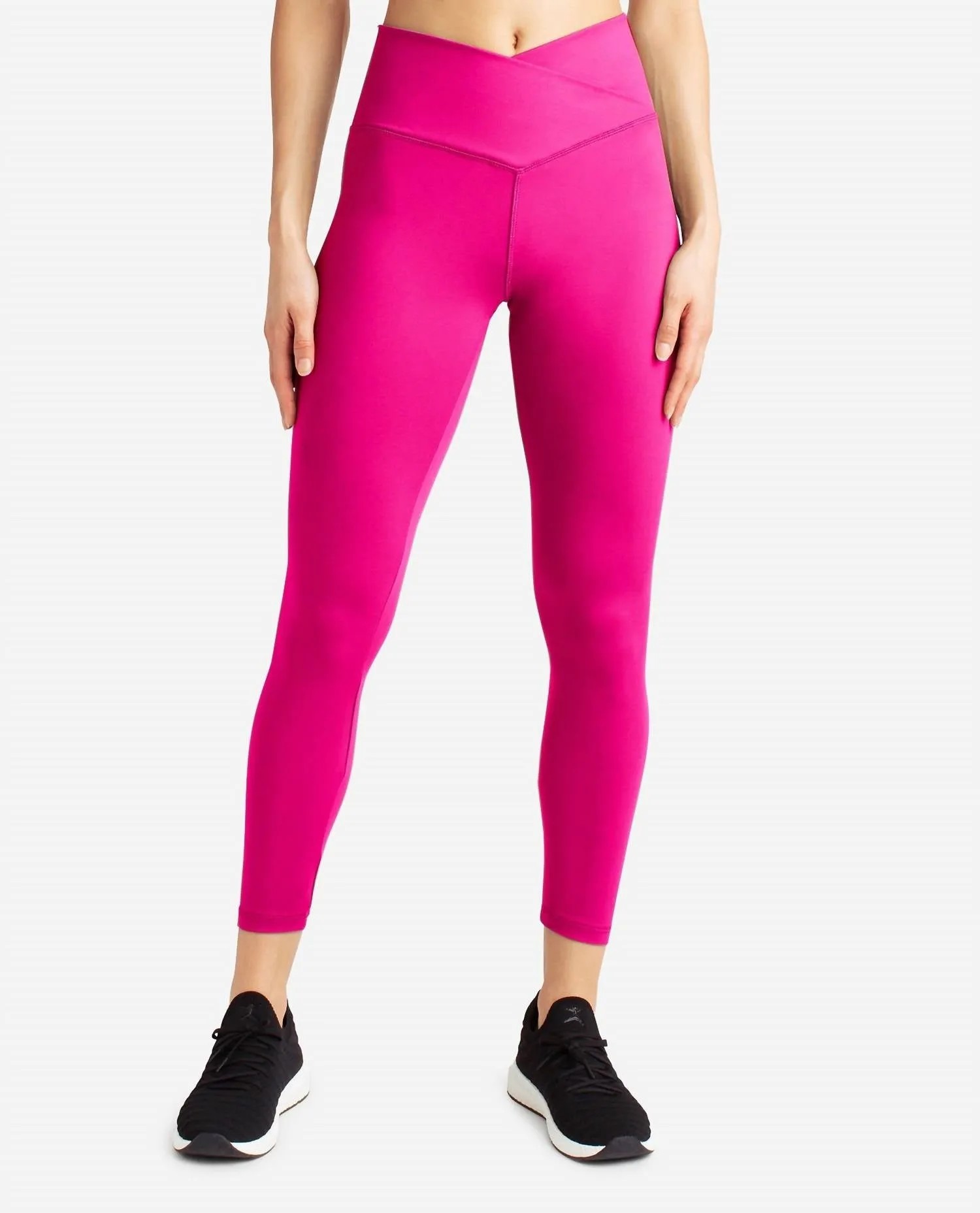 Crossover Waist 7/8 Leggings In Luminous Pink