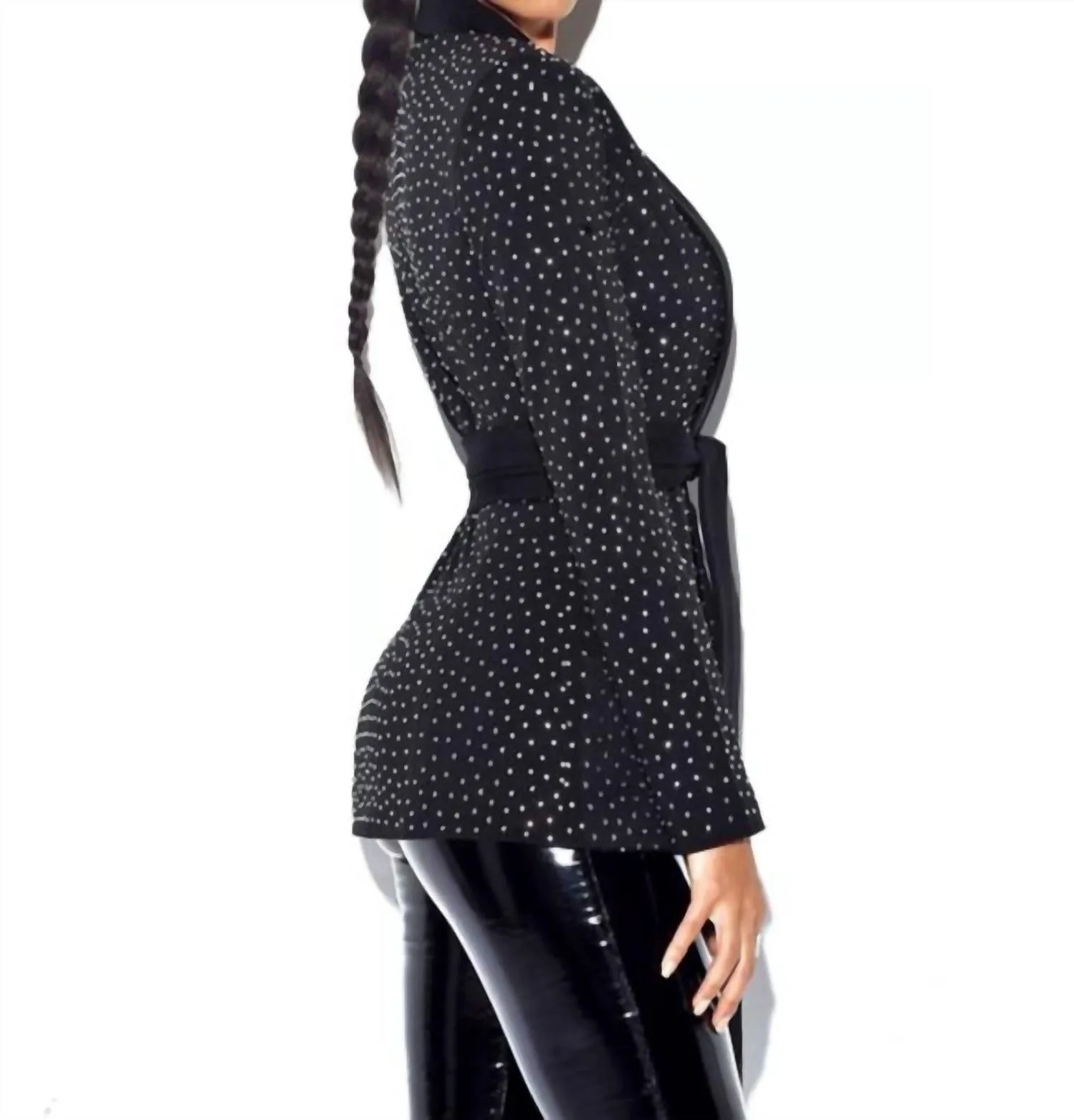 Crystal Embellished Blazer In Black