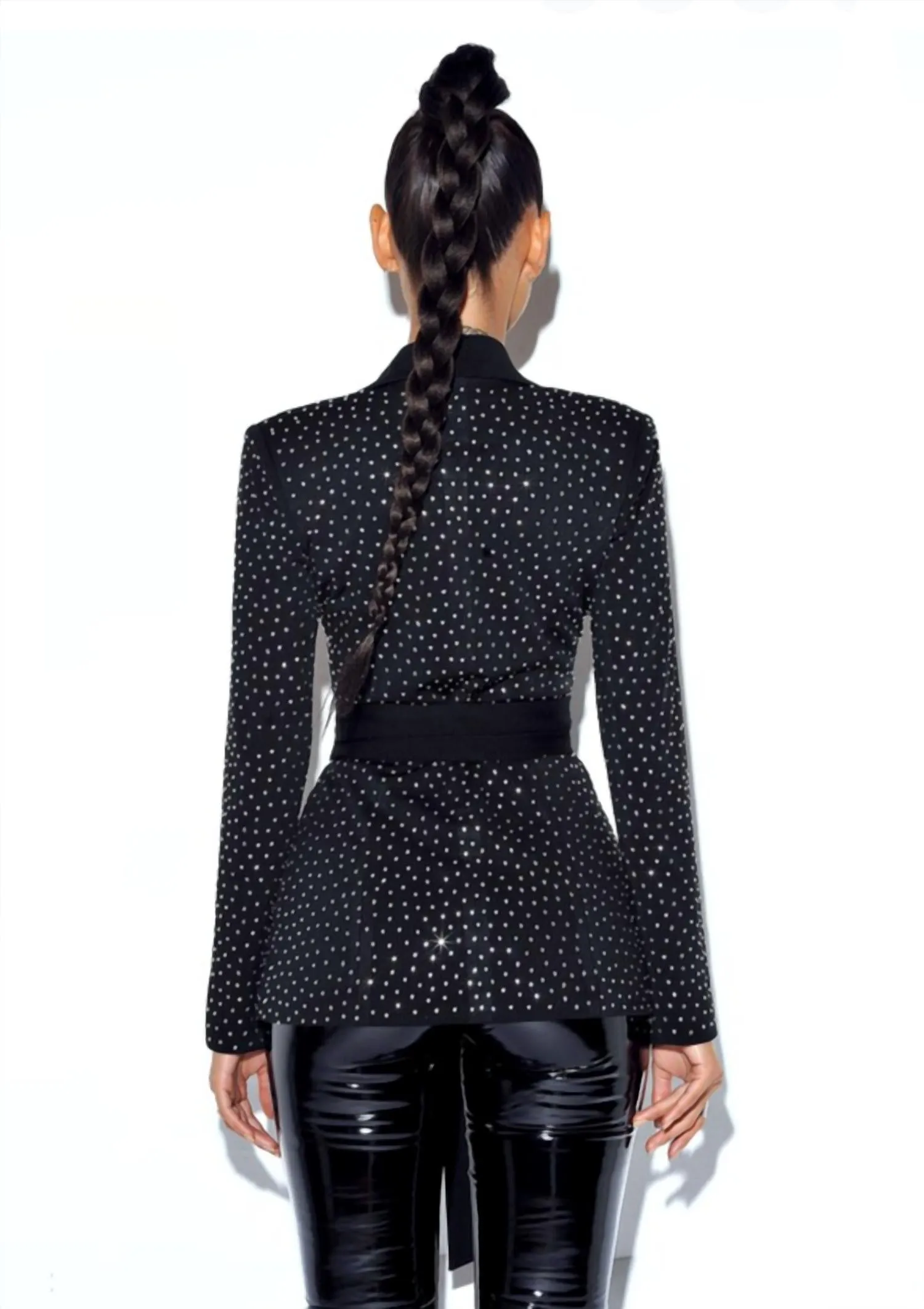 Crystal Embellished Blazer In Black