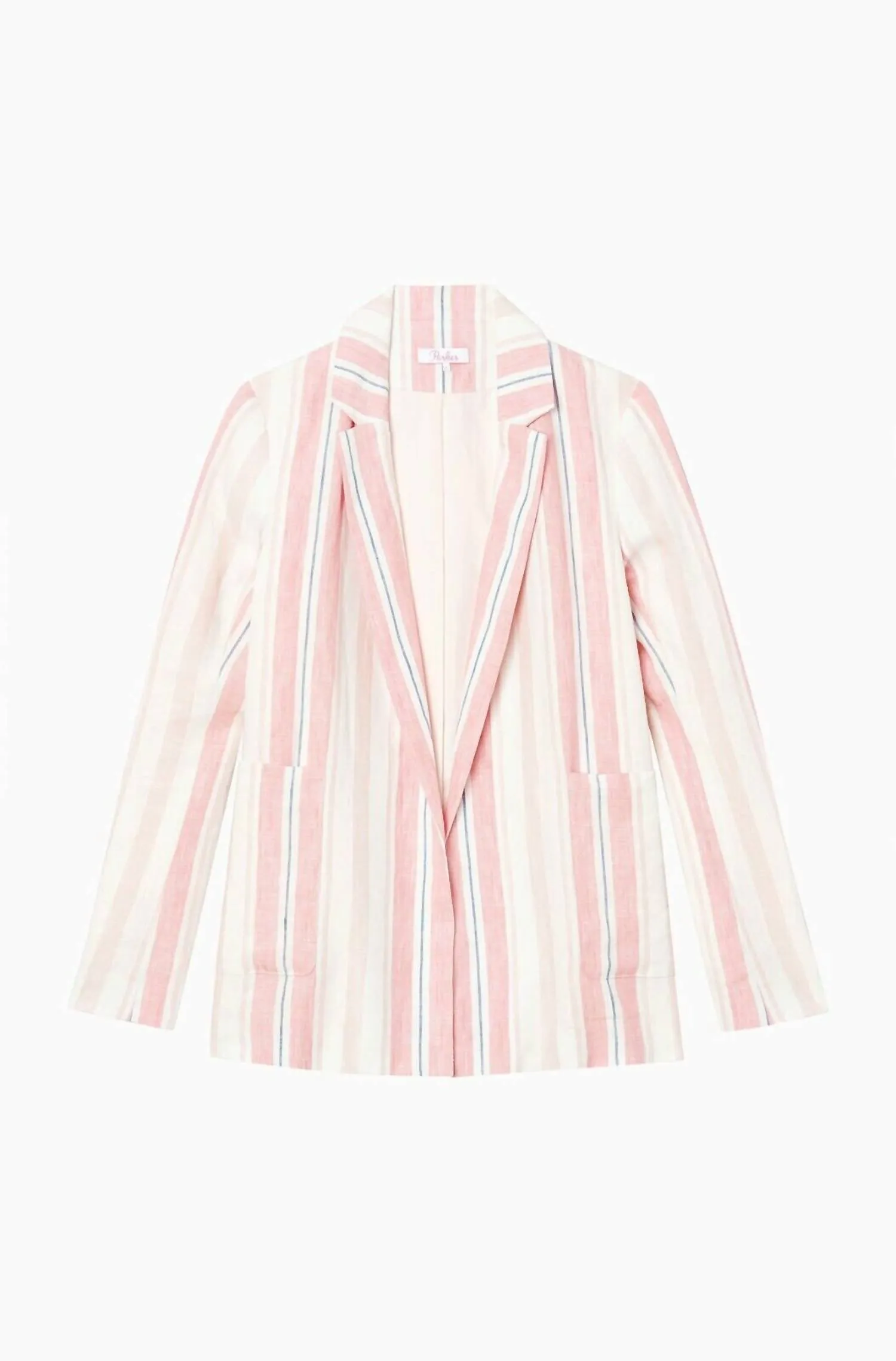 Daren Candy Striped Linen Blazer Jacket In Pink