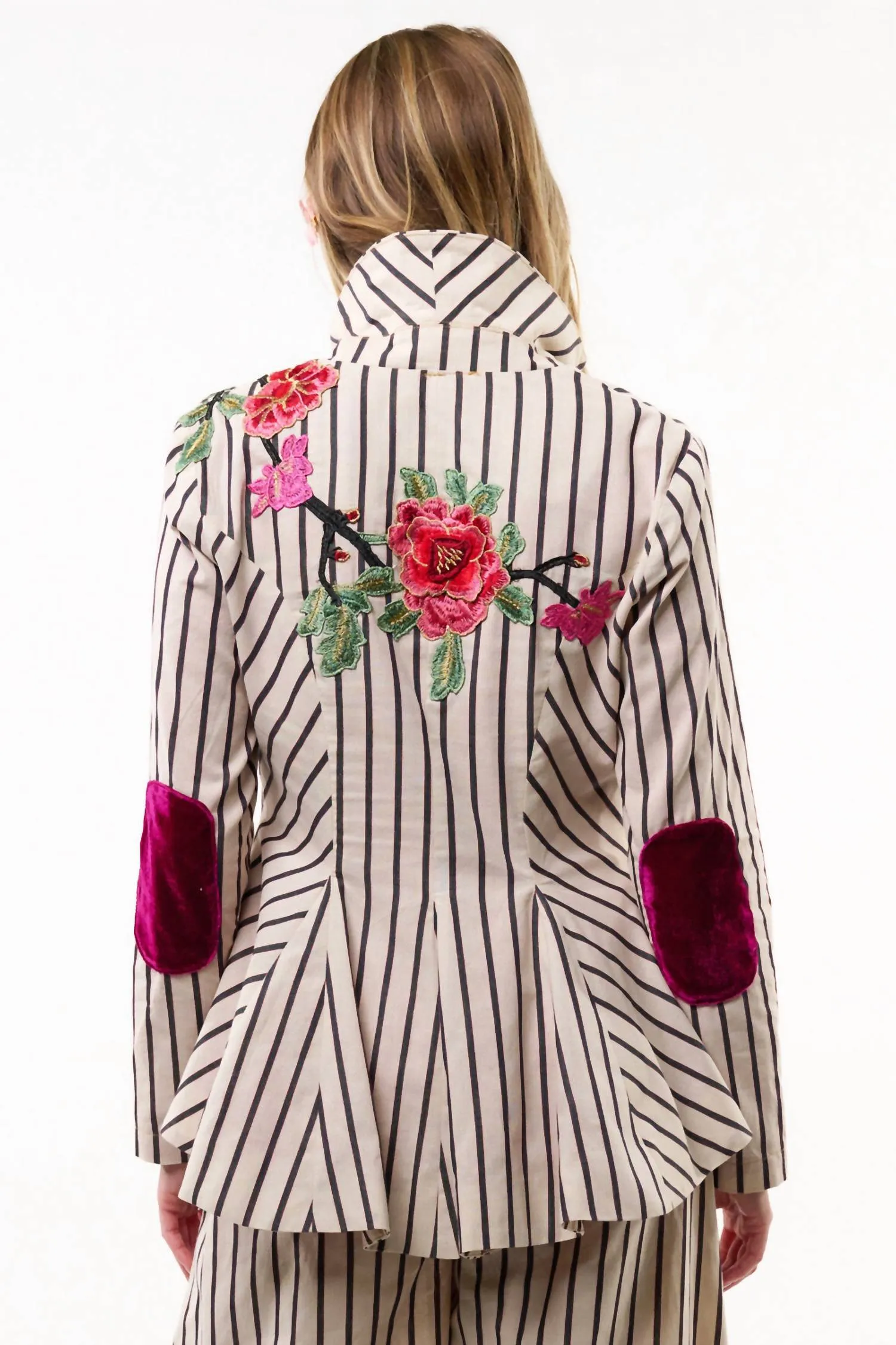 Derby Princess Blazer In Cream Stripes Combo