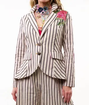 Derby Princess Blazer In Cream Stripes Combo