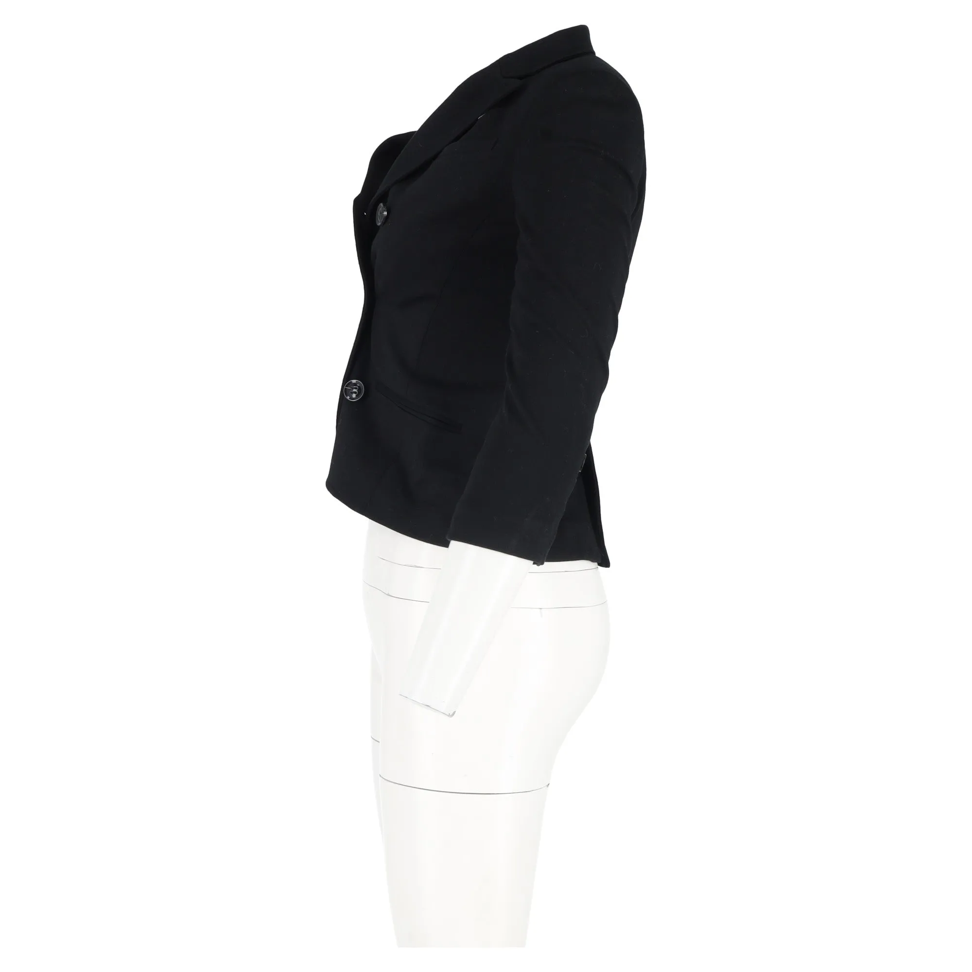 Diane von Furstenberg Double Breasted Button Blazer in Black Cotton