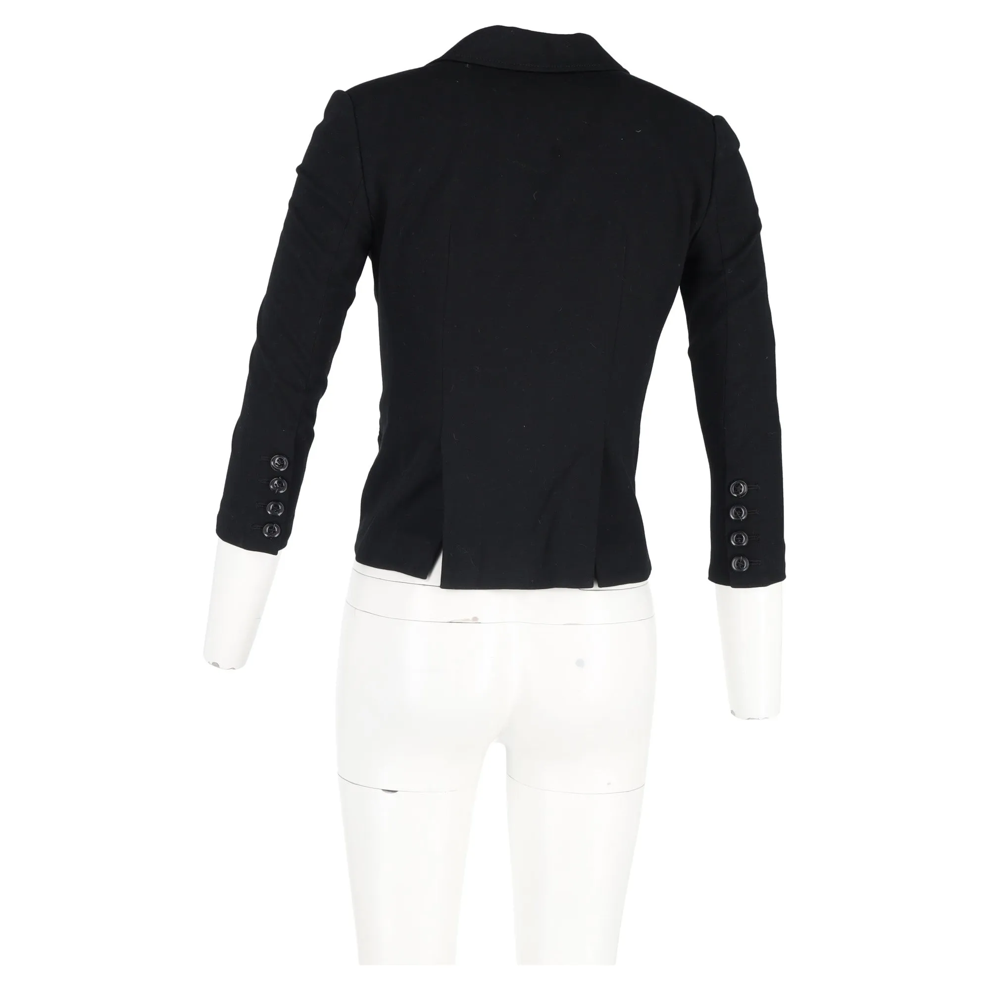 Diane von Furstenberg Double Breasted Button Blazer in Black Cotton