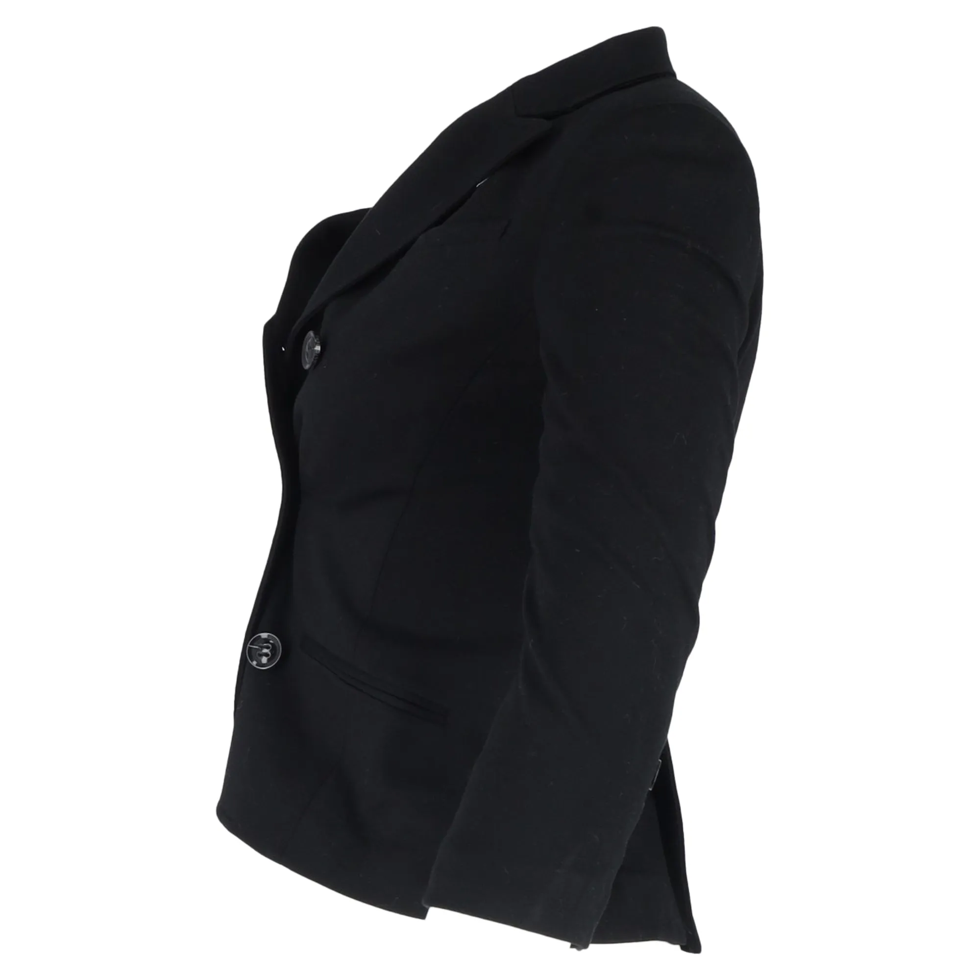 Diane von Furstenberg Double Breasted Button Blazer in Black Cotton