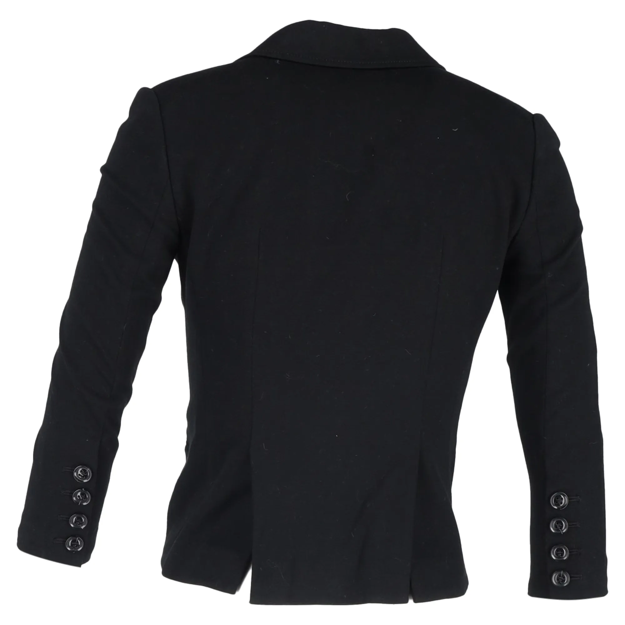 Diane von Furstenberg Double Breasted Button Blazer in Black Cotton