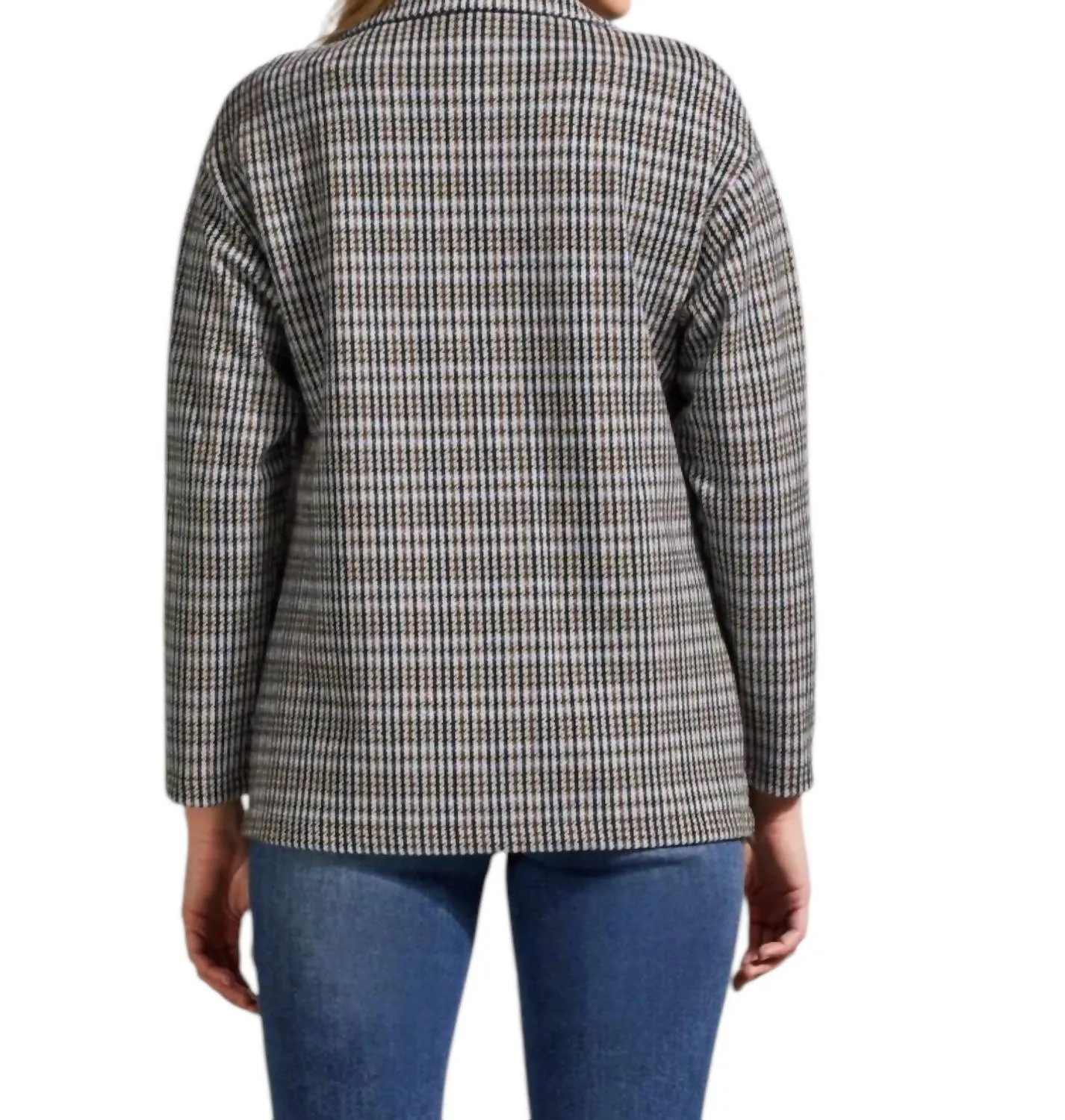 Double-Breasted Knit Blazer In Black/grey