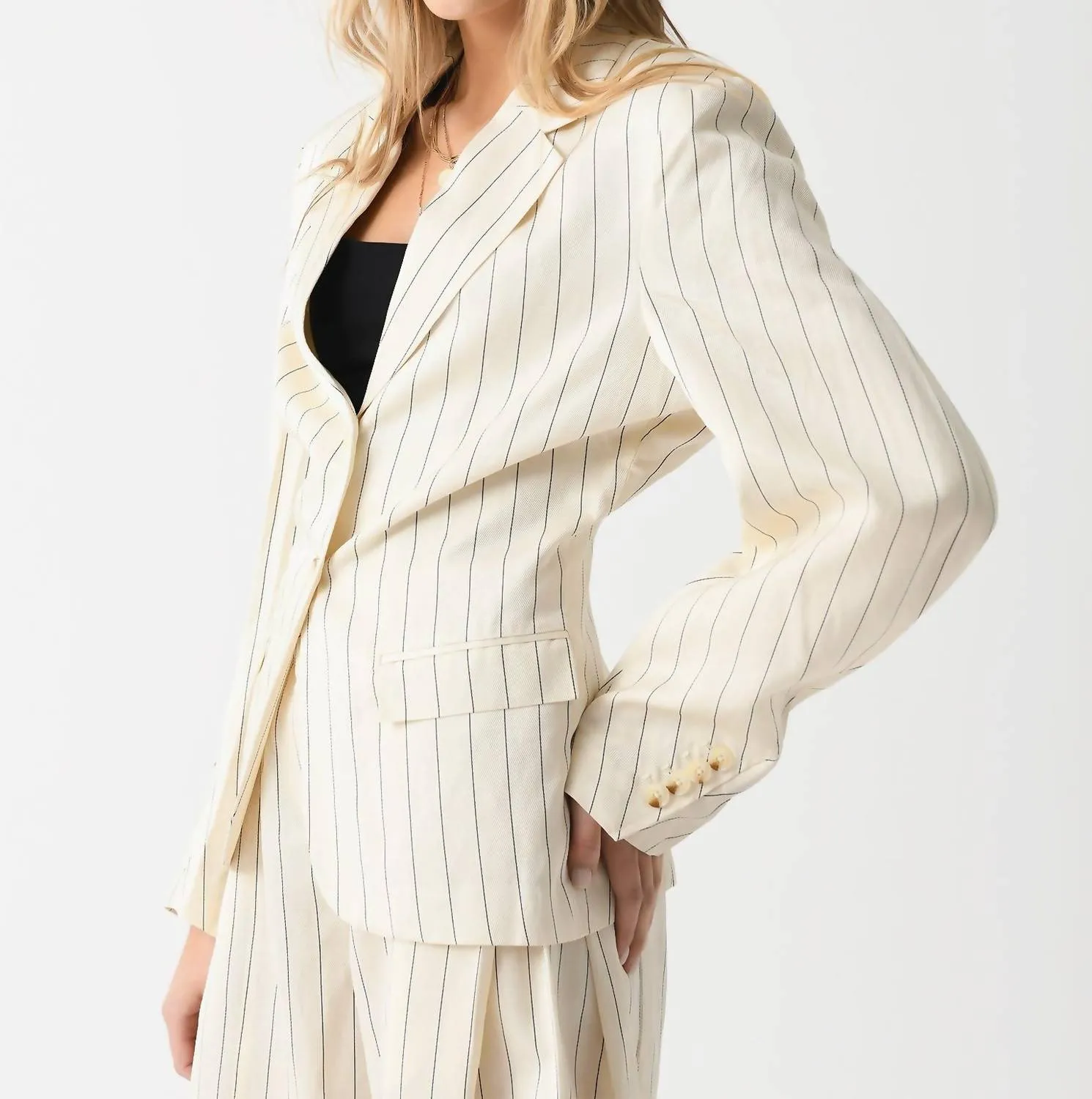 Drapy Striped Blazer In Egret