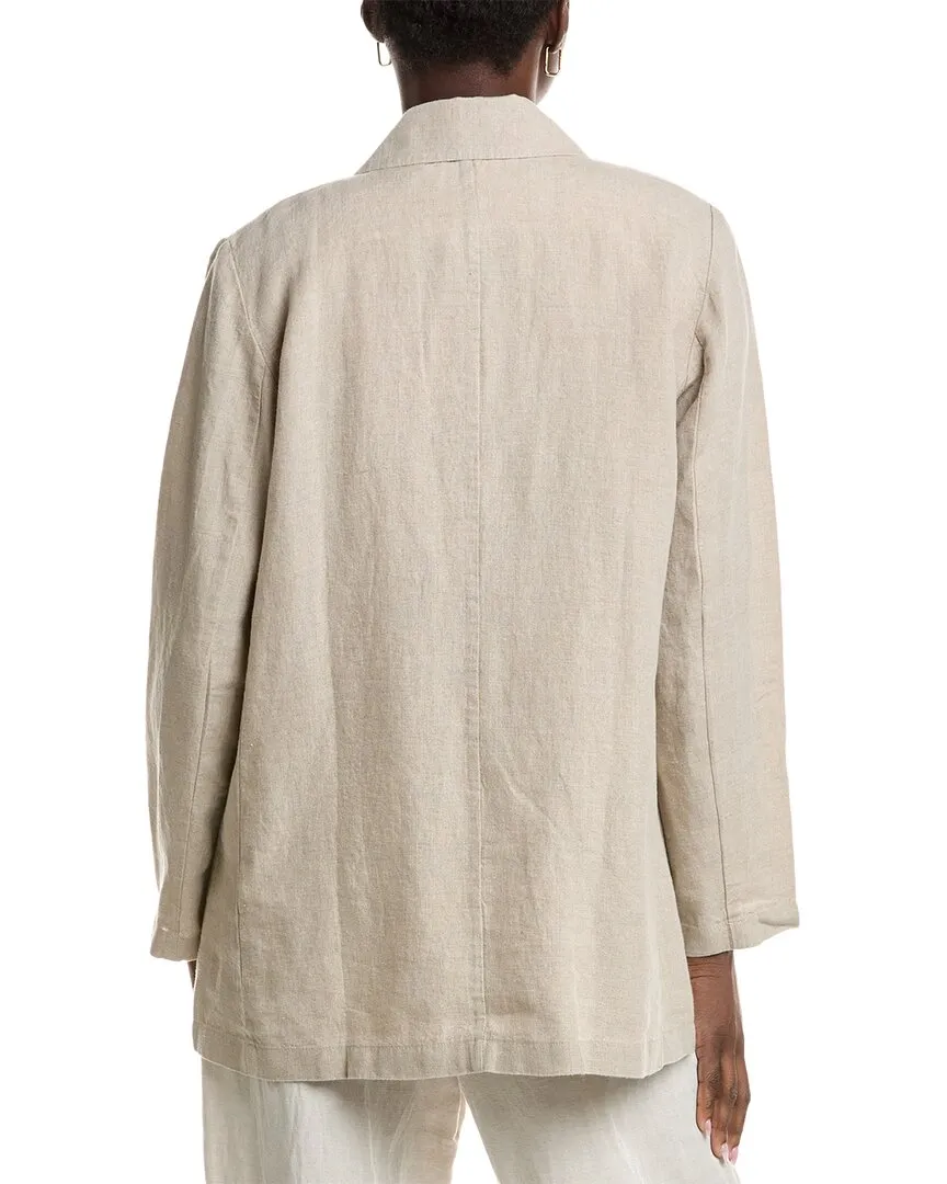 EILEEN FISHER Notch Collar Long Linen Blazer