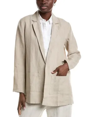 EILEEN FISHER Notch Collar Long Linen Blazer