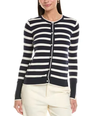 Elie by Elie Tahari Button-Up Striped Cardigan
