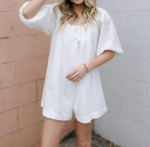 Eyelet Romper In White