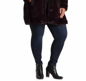 Faux Fur Teddy Coat Mid Length Jacket In Burgundy