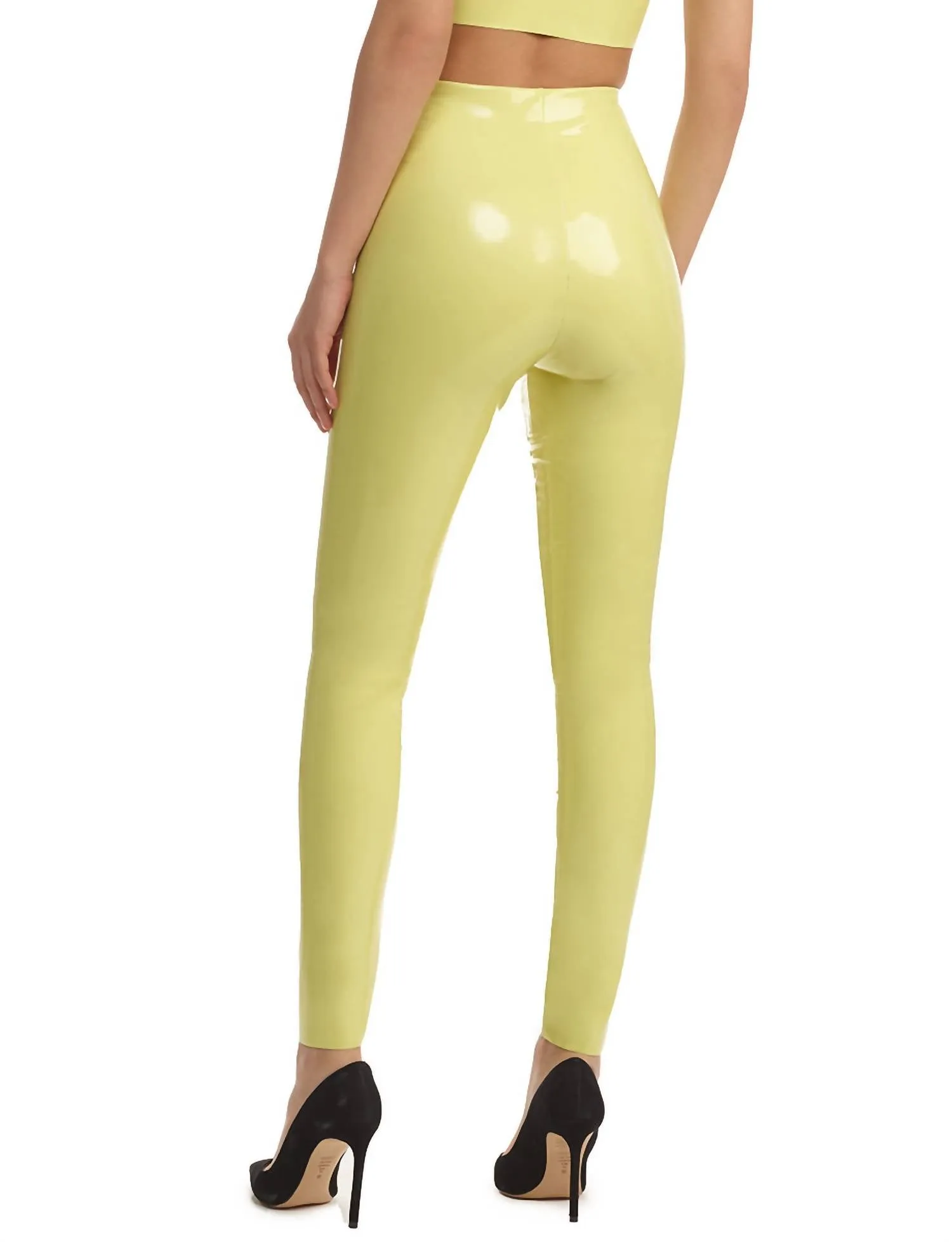 Faux Patent Leather Legging In Limeade