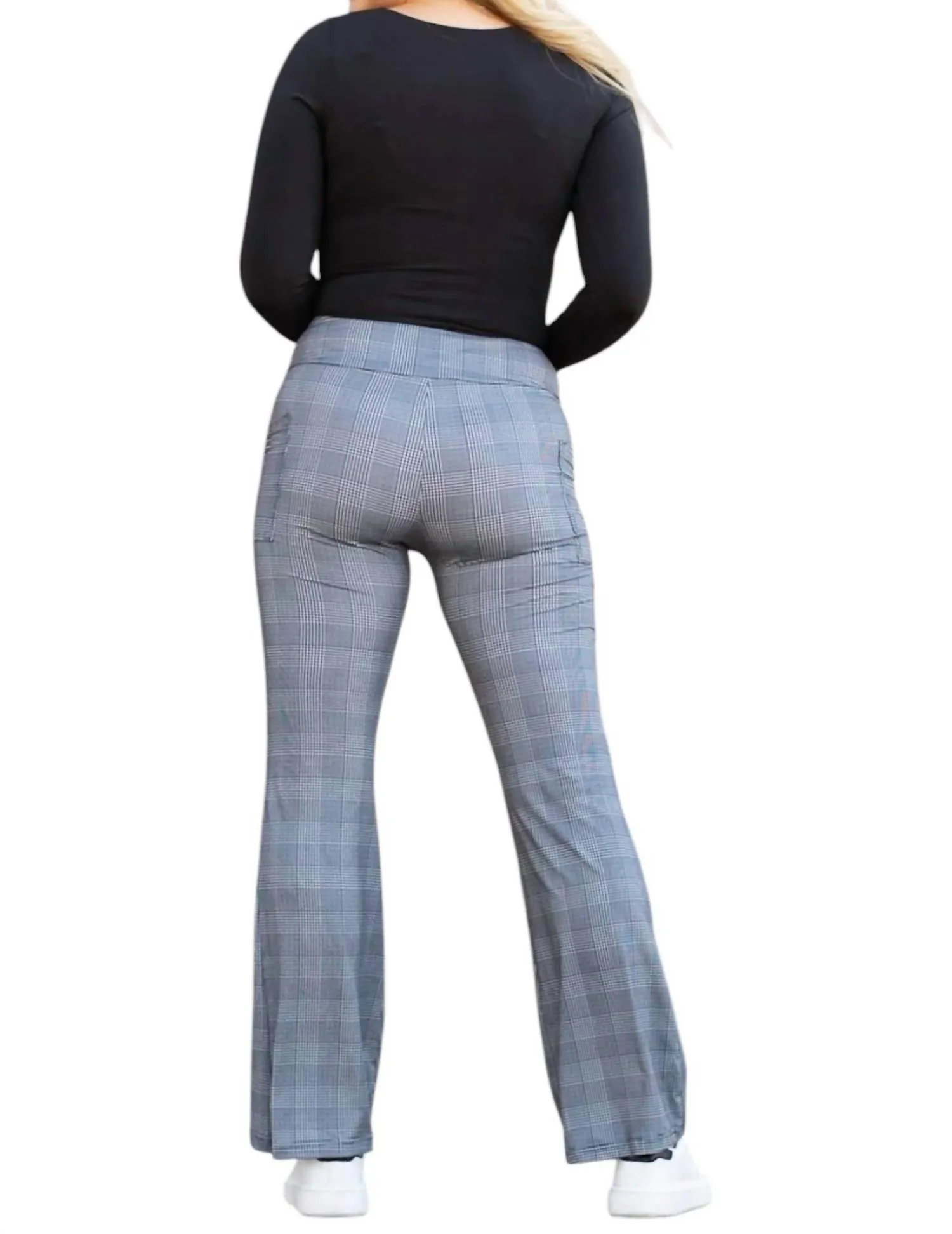 Felicity Plaid Bootcut Leggings In Grey