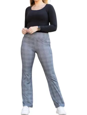 Felicity Plaid Bootcut Leggings In Grey